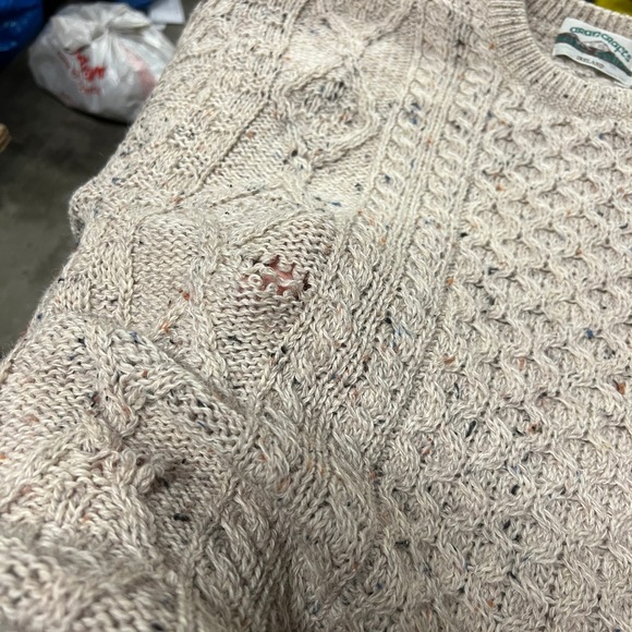 Aran Crafts Sweater Mens M Oatmeal 100% Wool Cable Knit Ireland Fisherman Chunky - Picture 7 of 7